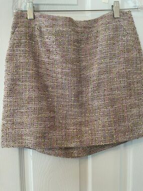 J. Crew Pink boucle tweed Mini Skirt with Multicolor Flecks W-10